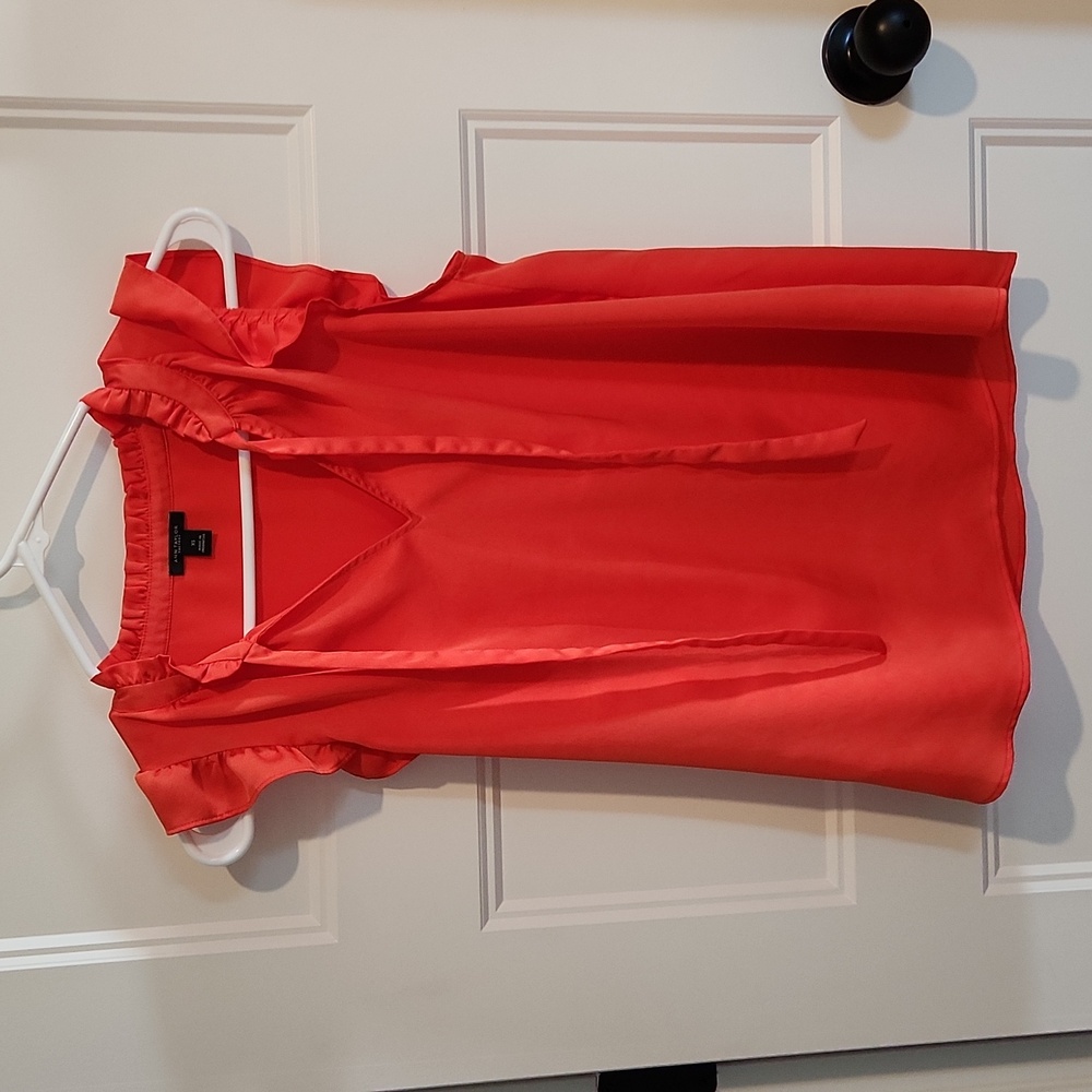 Ann Taylor Bright Orange XS Silky Polyester Blouse
